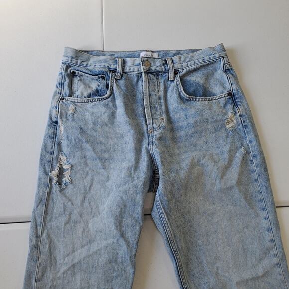 Nuuds Jeans Womens 29 Light Wash Curvy Straight Distressed Raw Hem High Rise - Picture 2 of 12